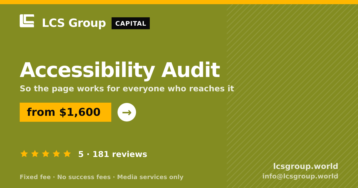 Accessibility Audit — from $1,600, rated 5/5 across 181 reviews. LCS Group World.