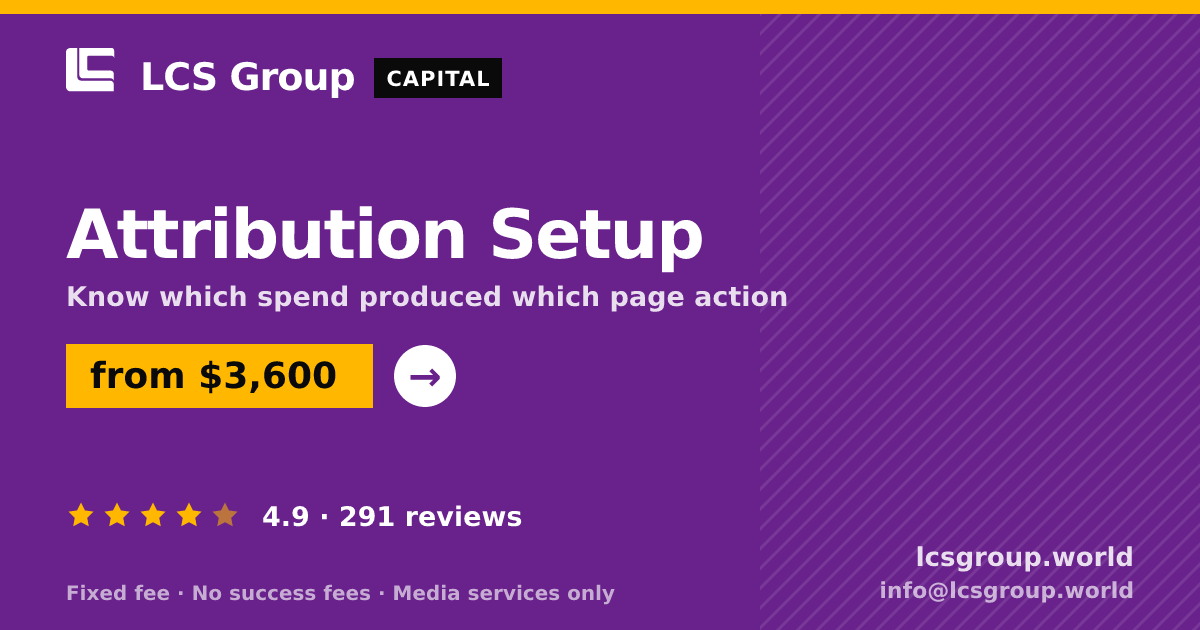 Attribution Setup — from $3,600, rated 4.9/5 across 291 reviews. LCS Group World.